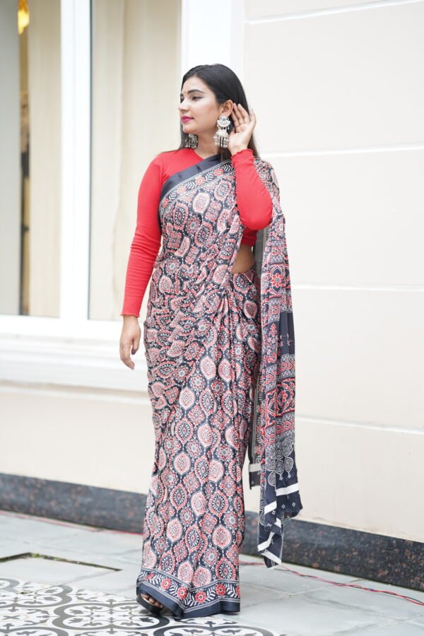 OFFICE WAER SOFT SATIN SILK PRINTED SAREE