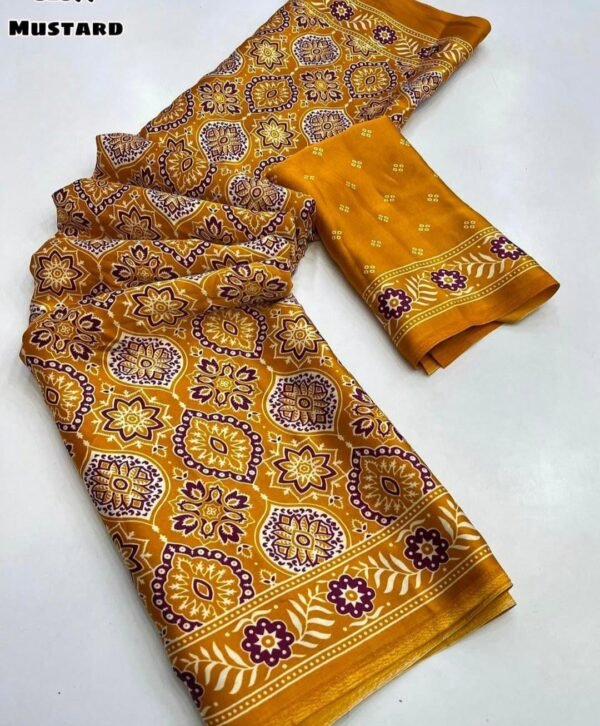 PRINTED SOFT SATIN SILK SAREE