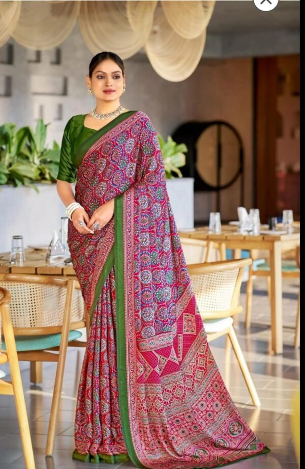 SOFT SATIN SILK PRINTED SAREE